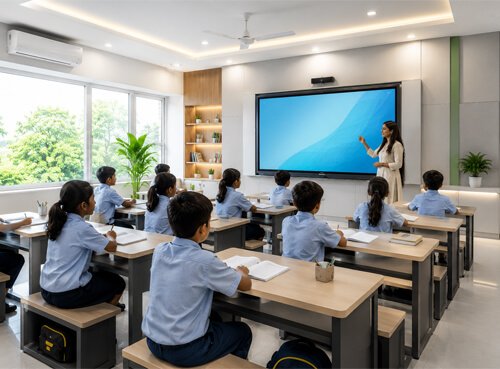 Spacious classroom interior